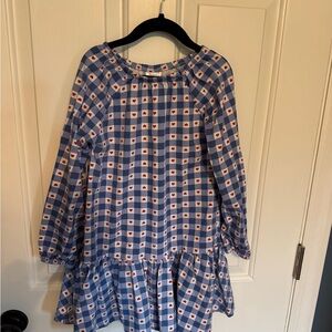 Hanna Andersson Blue Gingham Dress with Red Heart Print